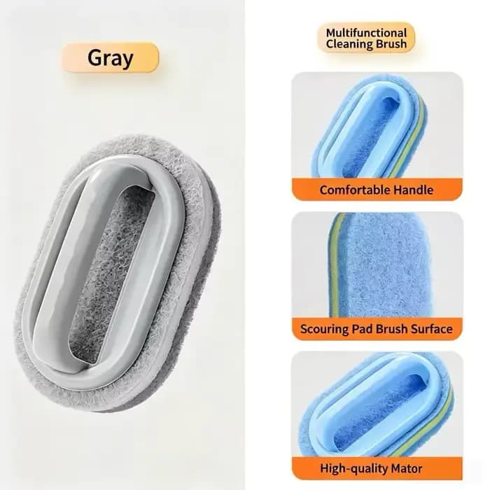 Brosse de nettoyage en éponge avec manche, brosse à récurer les carreaux de baignoire, brosse de net