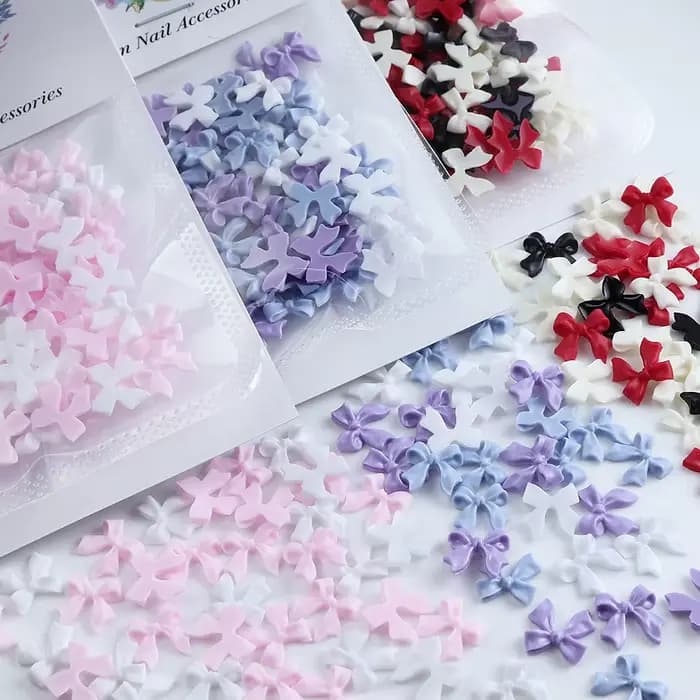 Breloques pour ongles avec nœud en ruban, accessoires colorés, cravate papillon, pièces de manucure,