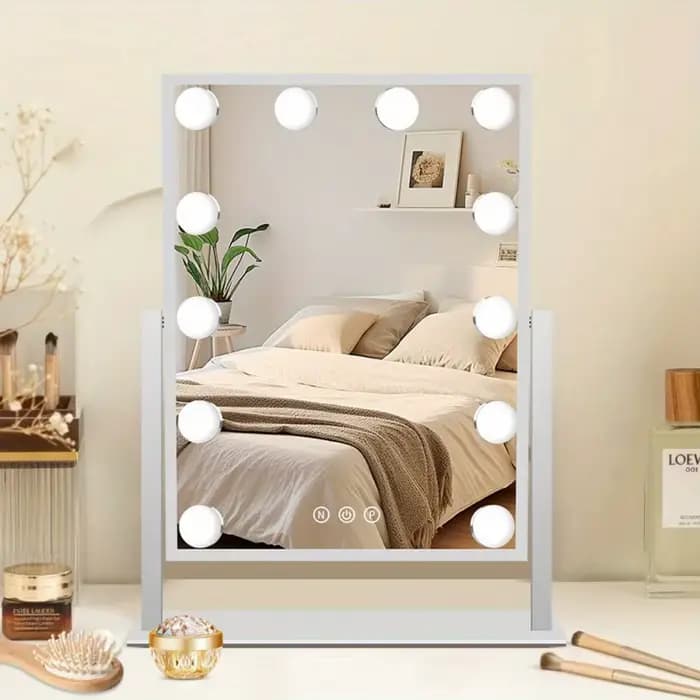 Miroir de courtoisie avec lumières Miroir de maquillage Hollywood avec 12 ampoules LED Éclairage 3 c