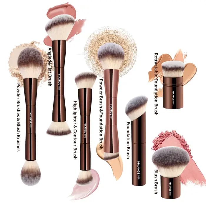 MAANGE-Pinceaux de maquillage à double tête, brosse pour fond de teint, poudre, correcteur, blush, b