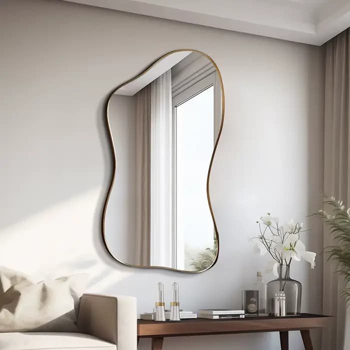 Miroir complet de grande taille, mur d'art sur pied, cadre irrégulier de luxe, miroir Unique, Xenomo