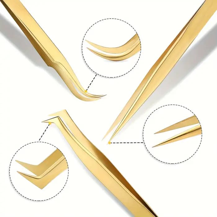 Ensemble de pincettes à cils de haute précision – comprend 3 pincettes à cils en acier inoxydable po