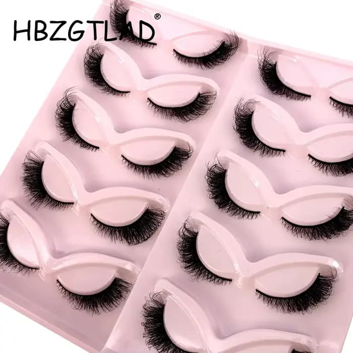 Faux cils de vison de chat et de renard, 5 paires, extrémités ailées, longs cils allongés, doux, nat