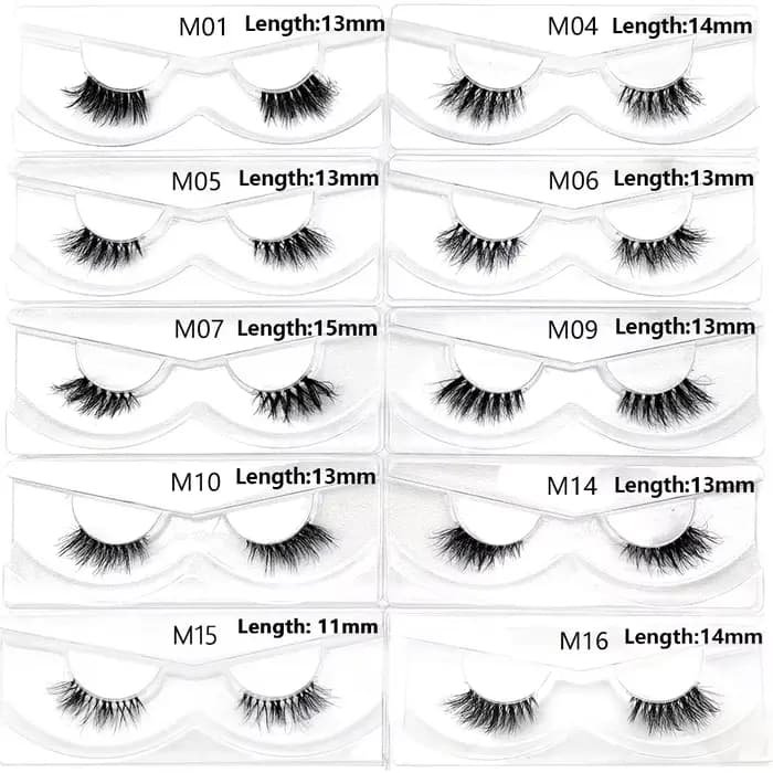 Articles en vrac 10/30/60/100 paires demi-cils de vison naturel longs moelleux vaporeux demi-cils Ex