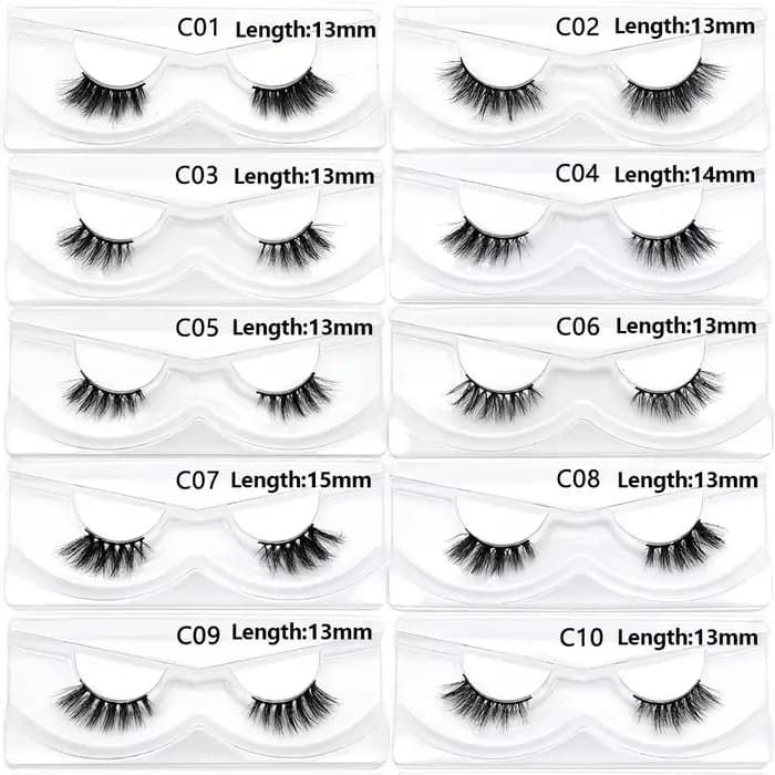 Articles en vrac 10/30/60/100 paires demi-cils de vison naturel longs moelleux vaporeux demi-cils Ex