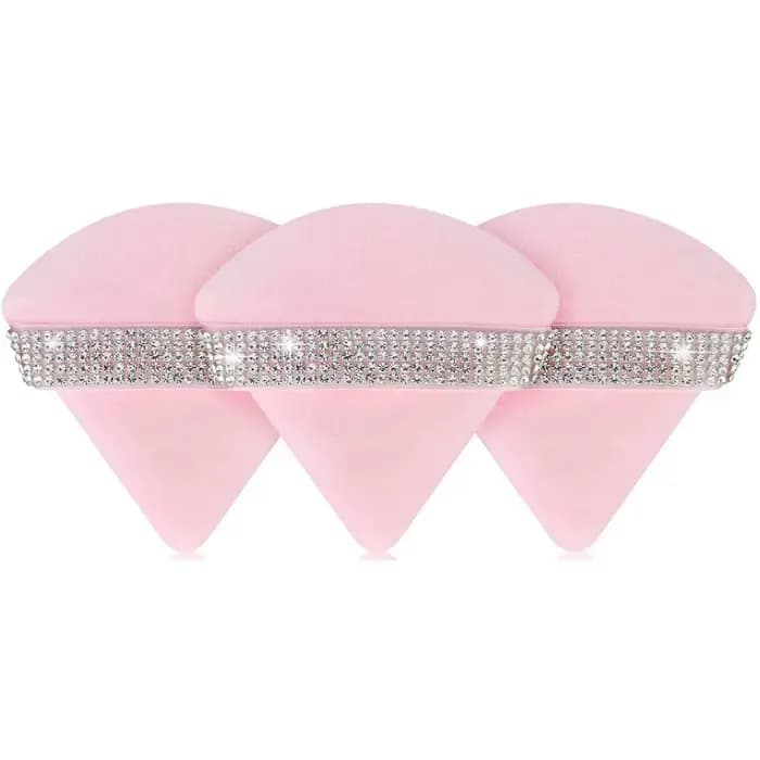 3 pièces rose Triangle poudre bouffée visage doux outil de maquillage éponge velours doux lisse beau