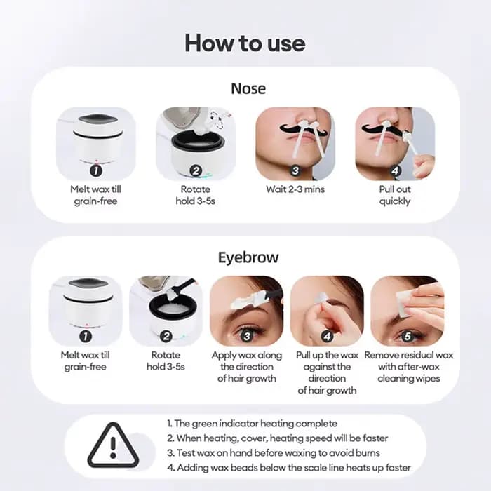 Mini Machine chauffante à cire 40g, bol en Silicone, chauffe-cire, nez, oreilles, épilation, Kit d'é