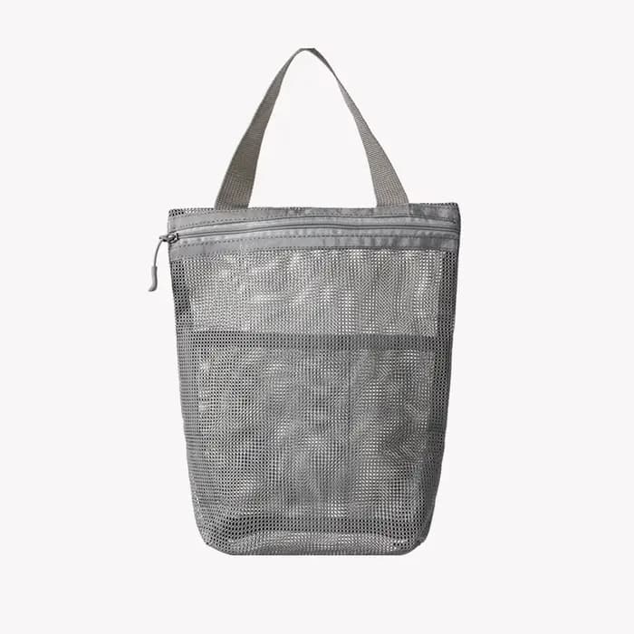 Trousse de toilette portable avec poignée pratique, grande capacité, sac de rangement en maille pour