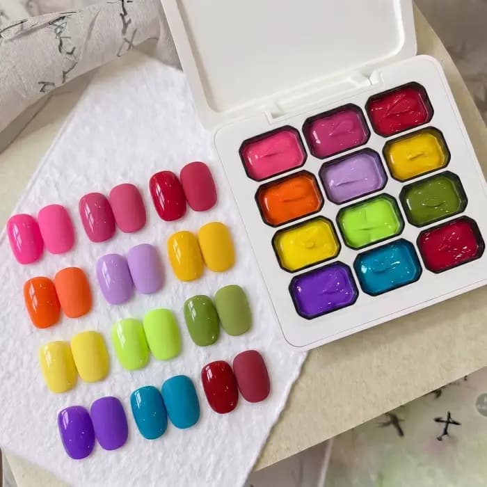 Kit de gel à ongles solide arc-en-ciel 12 couleurs, kit de gel à ongles brillant à haute saturation,