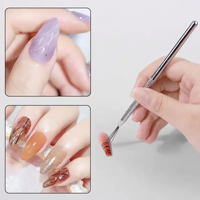 Liner à ongles à 7 broches, outils d'art des ongles, lignes à rayures en acier inoxydable, stylos po