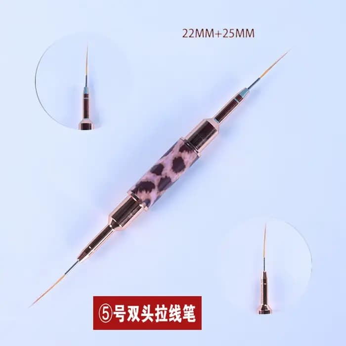 Pinceaux pour Nail Art imprimé léopard, 5-25mm, Double doublure, dessin à rayures, peinture, pinceau