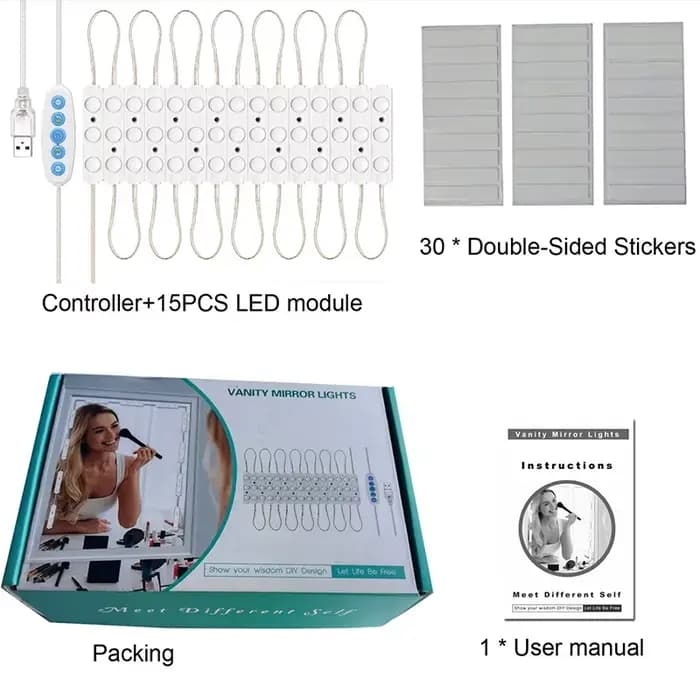 Miroir de maquillage ampoule LED lumières de vanité USB 5V salle de bain coiffeuse éclairage réglabl