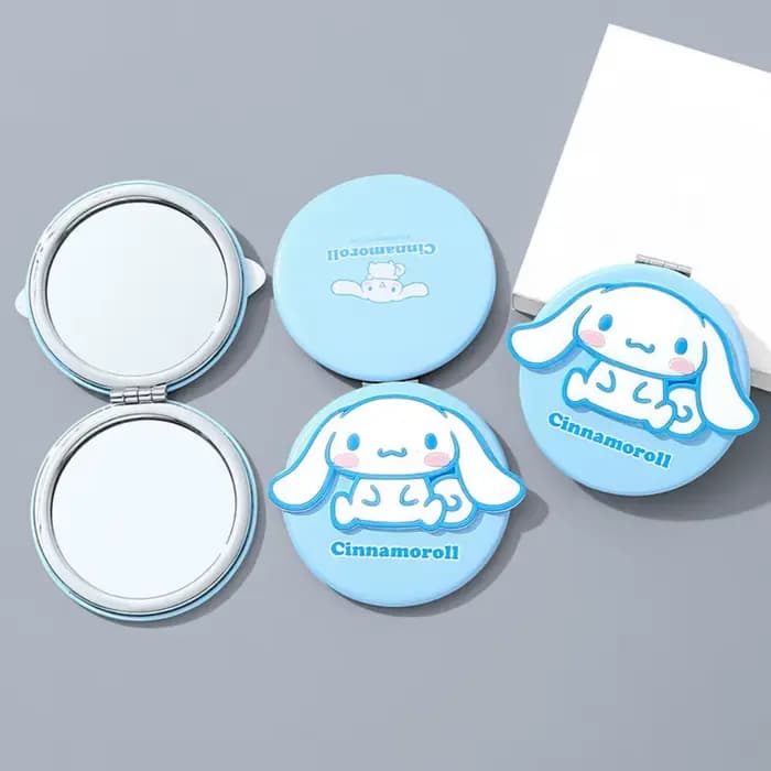 Miroir de voyage compact Sanrio Cinnamoroll Melody, miroir double face, miroir de maquillage portabl