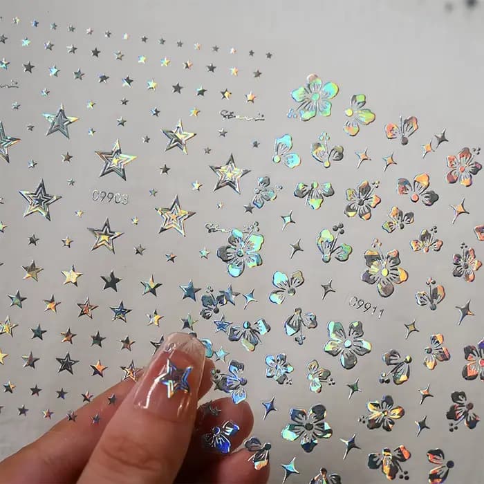 Autocollants pour ongles étoiles 3D or argent, 12 pièces, décalcomanies bronzantes Starlight pour Na