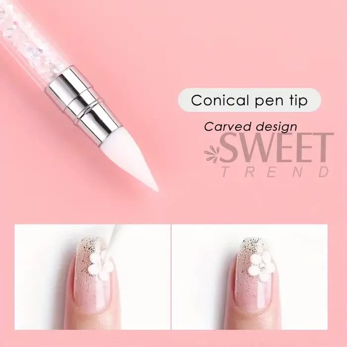 Stylo à Double tête en Silicone pour Nail Art, sculpture de fleurs, bâton de colle réglable, brosse