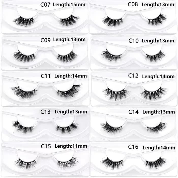 Articles en vrac 10/30/60/100 paires demi-cils de vison naturel longs moelleux vaporeux demi-cils Ex