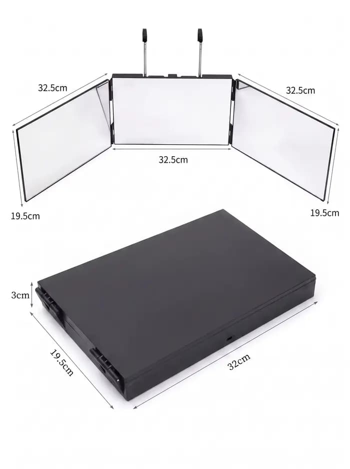 Miroir de coiffure pliable à 3 faces INS, rétractable, à suspendre au mur, pour la vue arrière, outi