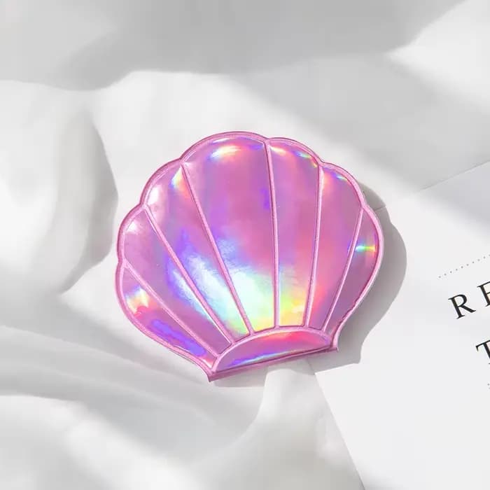 Miroir de maquillage Dream Laser Color Shell Shape, miroir grossissant 2X, portable, double face, pl