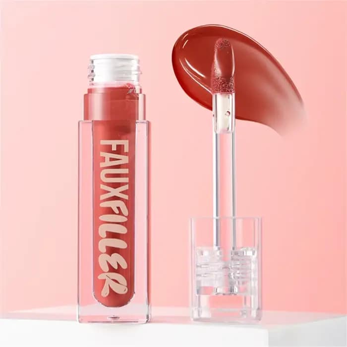 Huda Beauty Faux remplissage brillant Non collant brillant à lèvres hydratant cristal clair rouge à