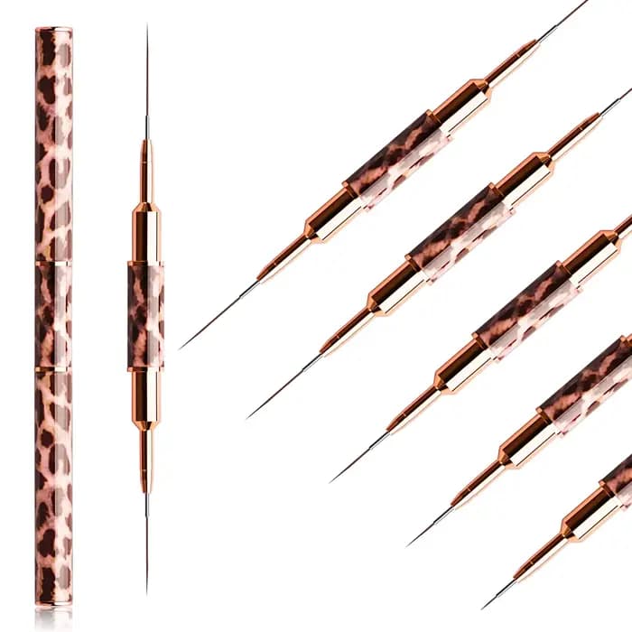 Pinceaux pour Nail Art imprimé léopard, 5-25mm, Double doublure, dessin à rayures, peinture, pinceau