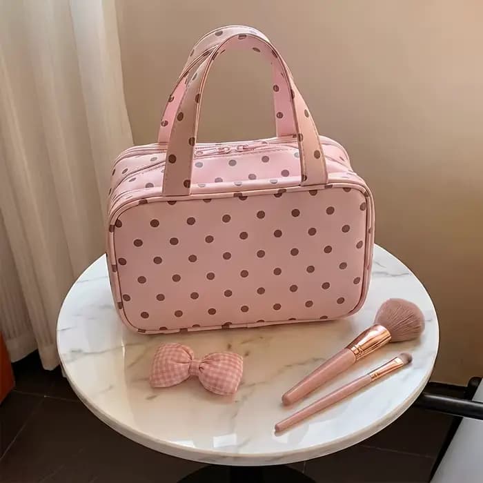 Nouvelle Trousse de Toilette de Voyage Grande Capacité à Pois en PU 2026, Organisateur de Valise Sus