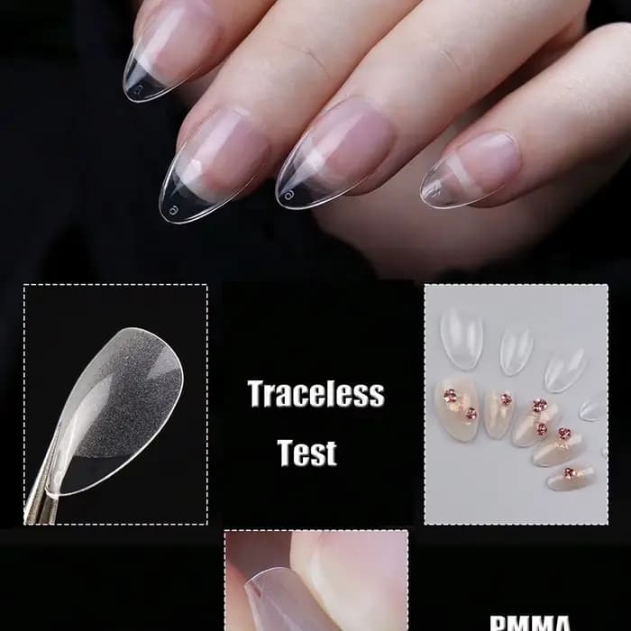 Pointes d'ongles courtes en amande pour gel souple, pré-façonnées, pointes d'ongles en acrylique, de