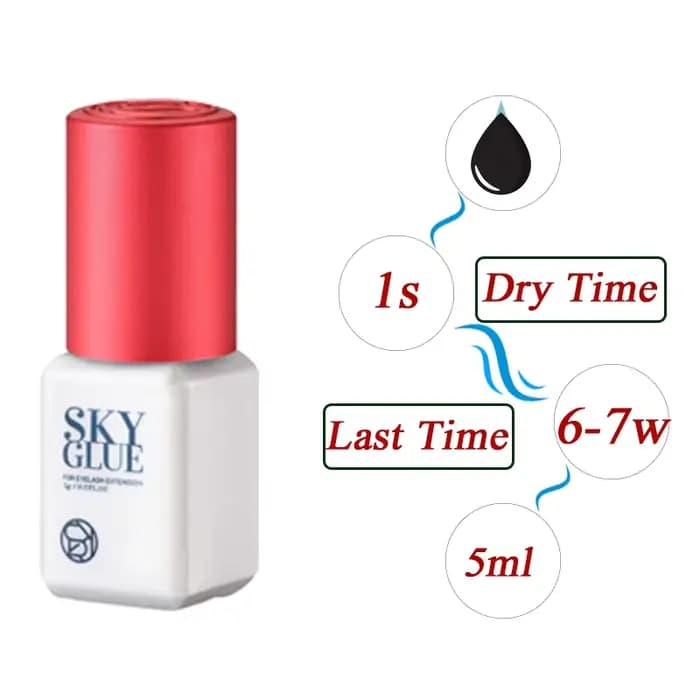 Extensions de cils coréennes originales, colle Sky avec capuchon rouge, temps de séchage de 1 à 2 se