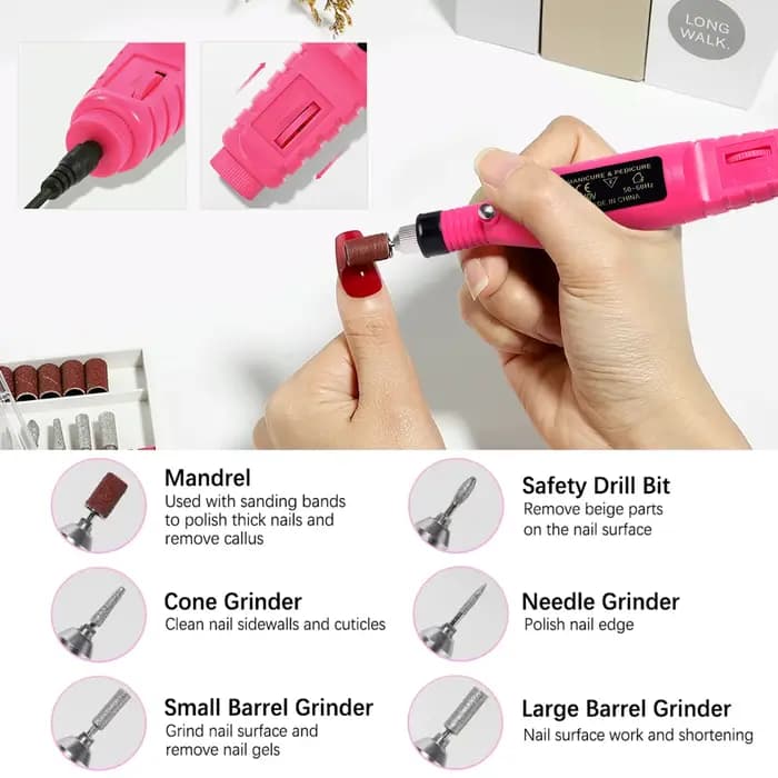 Ensemble de ponceuse à ongles électrique, perceuse à ongles, équipement de meulage, fraise pour manu