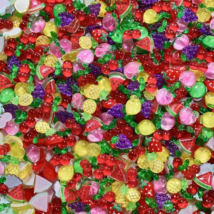 Breloques pour ongles Fruits d'été 3D, 50 pièces, Mini résine pastèque/cerise/fraise/citron/pomme, d