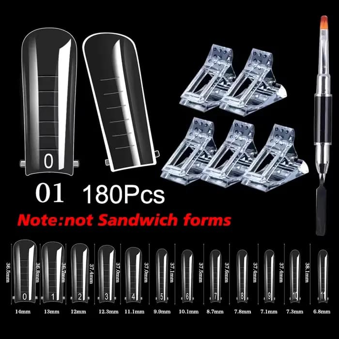 Nouvelles Formes à Ongles Double Usage Sandwich 180 pièces 15 Tailles 2025 – Formes Double Usage pou