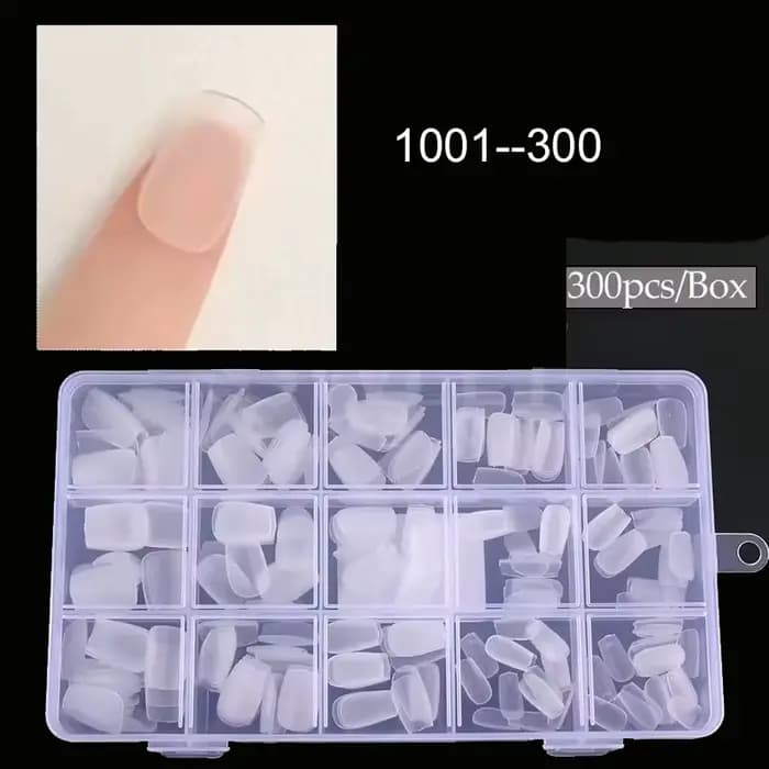 300 pièces Nail Art presse sur faux ongles mat clair couverture complète cercueil carré amande court