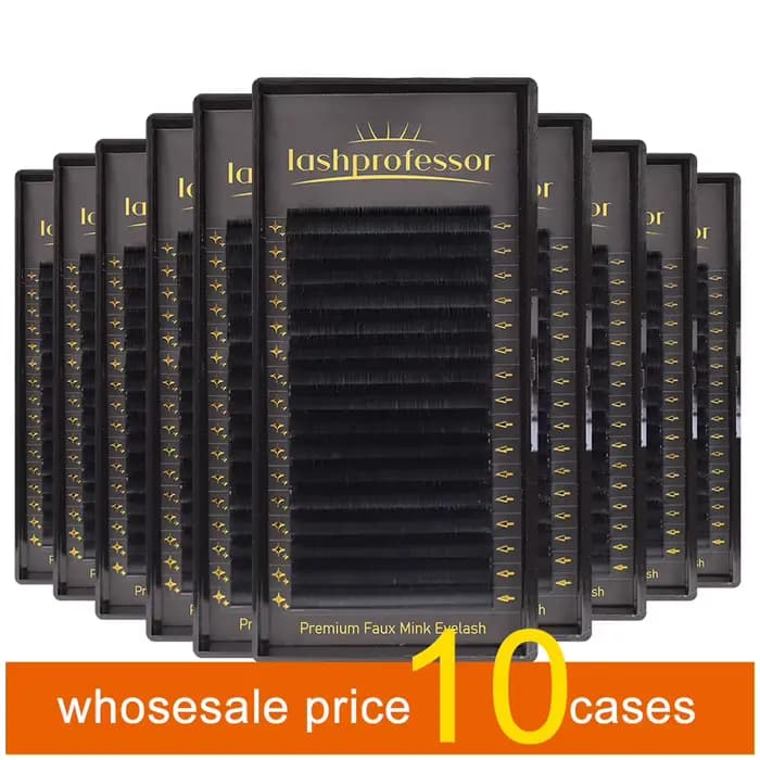 LASHPROFESSOR 10 plateaux/lot Extensions de cils 6-20mm Noir mat Faux cils individuels en cachemire