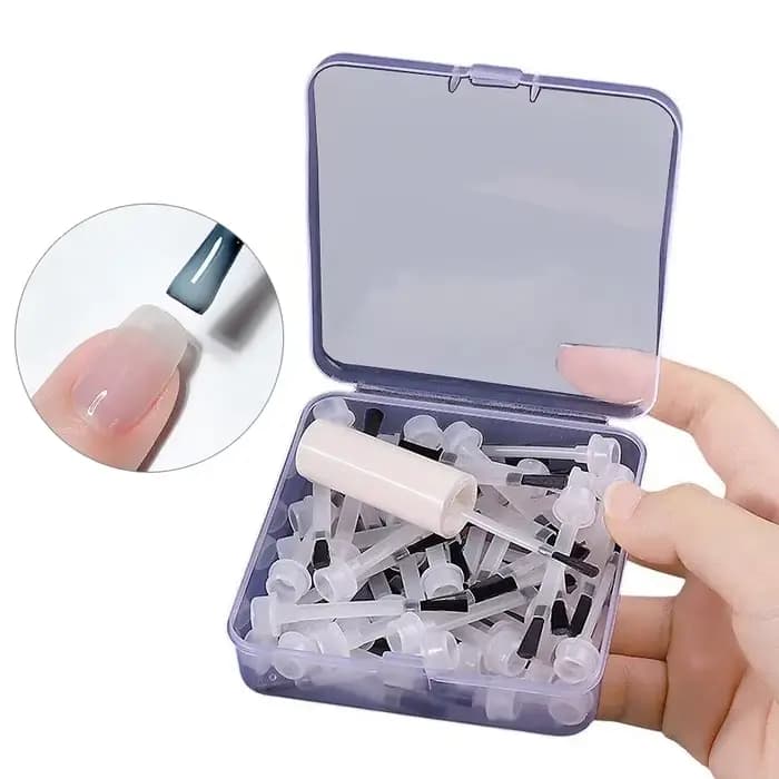 Pinceaux jetables plats pour vernis à ongles, 50 pièces, avec poignée, pour application de vernis à