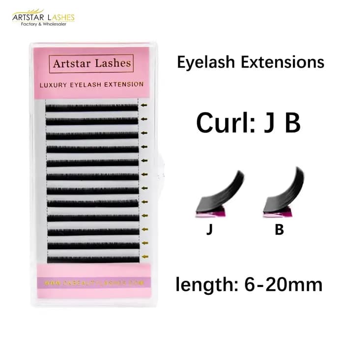 ARTSTAR 12 rangées/plateau faux cils J B Curl 6-20mm Extensions de cils noir mat outil de maquillage
