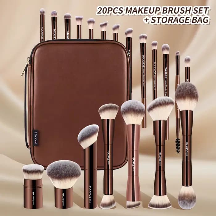 MAANGE Pro Kit de pinceaux de maquillage 20 pièces pinceaux avec sac de rangement double extrémité f