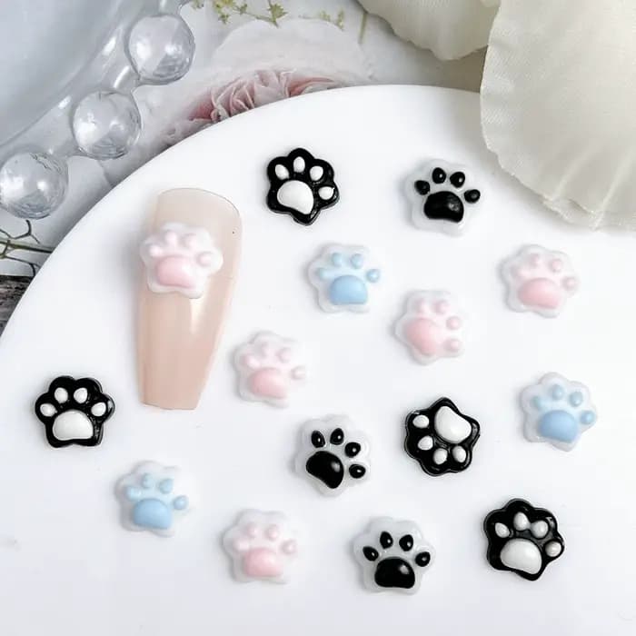 20 pièces lumineux belle chiot griffes résine ongles breloques coloré créatif simulé animaux griffes