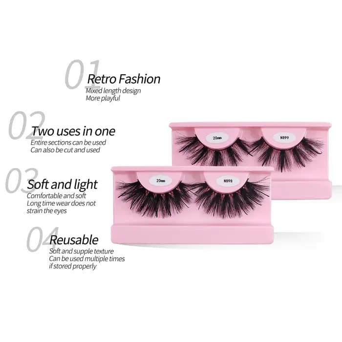REDSIREN Faux cils en vison pointes vaporeux épais naturel pleine bande cils nouveau maquillage moel