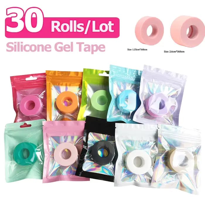 Bande de Gel de Silicone pour Extension de cils, 30 rouleaux/lot, peau sensible, multi-usage, Non ti