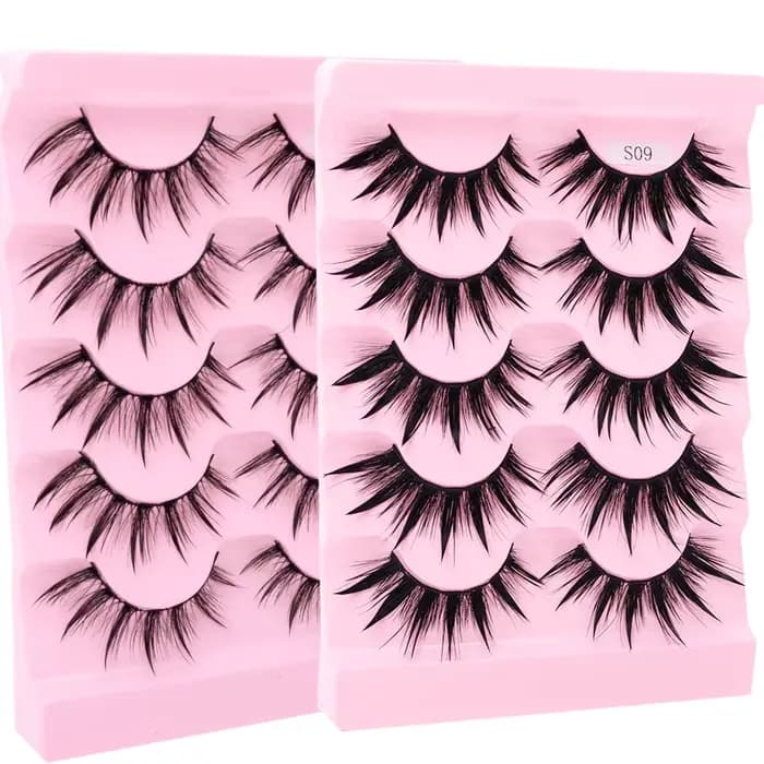 Nouveau 5 paires de faux cils humides, à porter naturellement des cils, queue pointue quotidienne, S