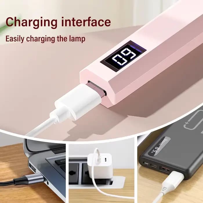 YIKOOLIN-Mini lampe à ongles UV sans fil avec affichage LED, lampe de luminothérapie portable