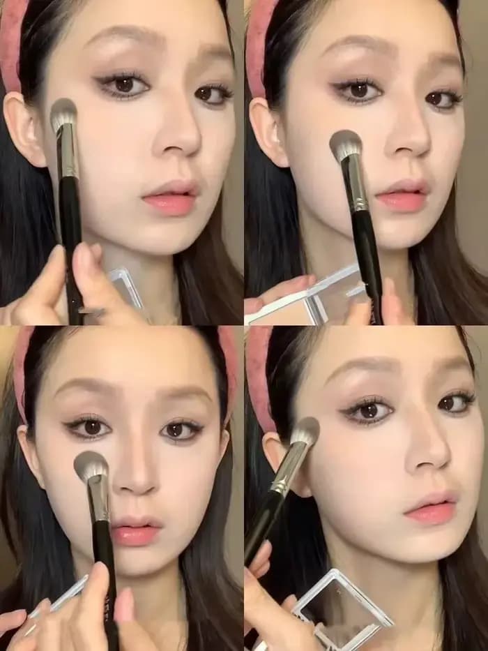 1/2Pcs Peach Heart Blusher Brush - Petit pinceau plat et précis pour le blush en poudre/crème/liquide