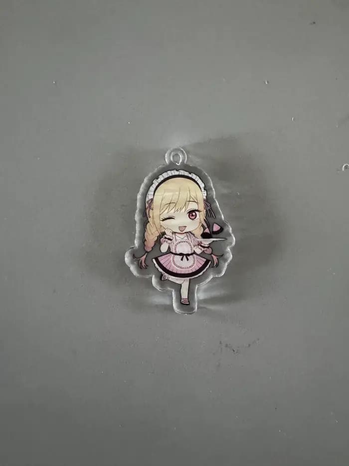 Badge porte-clés créatif personnalisable en acrylique, double face, pour décoration de bureau, souvenir de festival, style dessin animé