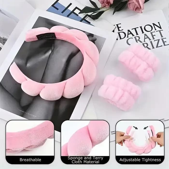 Bandeau en éponge de couleur unie en trois parties