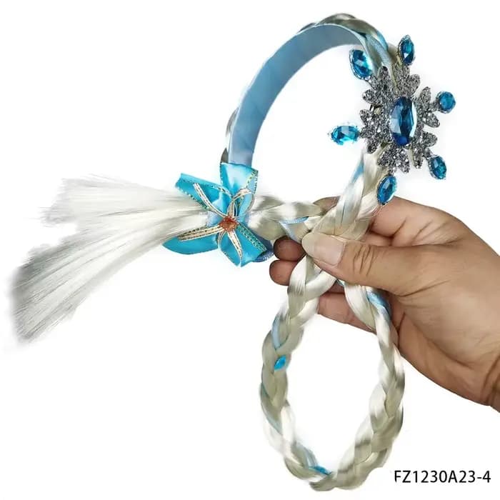 Perruques de déguisement de princesse raiponce, longues bandeaux tressés avec fleurs, accessoires de Costume pour filles