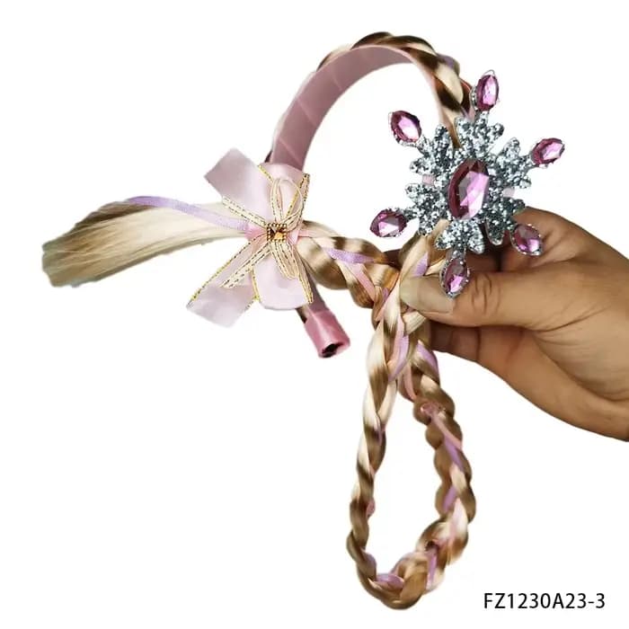 Perruques de déguisement de princesse raiponce, longues bandeaux tressés avec fleurs, accessoires de Costume pour filles