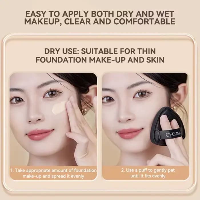GECOMO Éponge de beauté noire double face – Conception triangulaire premium