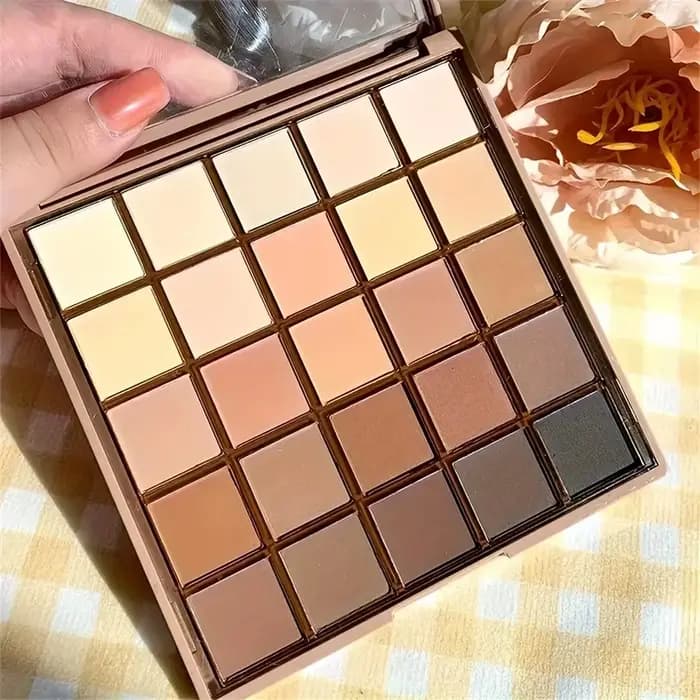 Palette de fards à paupières de 25 couleurs – Ton brut neutre gris et marron