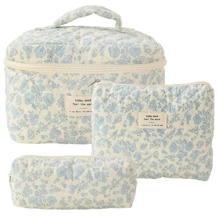 Sac de maquillage en coton matelassé pour femmes