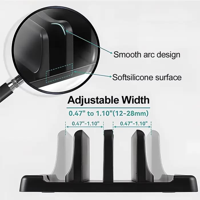 Support vertical pour ordinateur portable en ABS, permettant de gagner de la place sur le bureau, facile à placer, accessoires informatiques, largeur réglable, rangement pour bureau