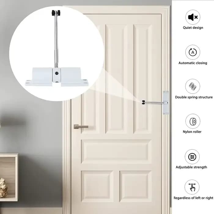 Ferme-porte automatique à 180 degrés en métal, réglable, robuste, ressort de sécurité silencieux, Durable, conversion de porte à charnière, intérieur et extérieur